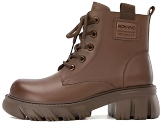 (Women) Aokang Leather Casual Round Toe Mid-Calf Martin Boots 'Brown' 1224013011 Buy (Women) Aokang Leather Casual Round Toe Mid-Calf Martin Boots 'Brown' 1224013011