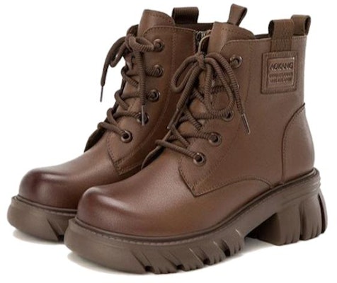 (Women) Aokang Leather Casual Round Toe Mid-Calf Martin Boots 'Brown' 1224013011 Lookbook (Women) Aokang Leather Casual Round Toe Mid-Calf Martin Boots 'Brown' 1224013011
