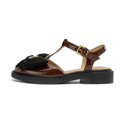 (W) Aokang Leather Casual Shoes 'Burgundy Fashion'