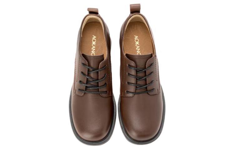 (W) Aokang Leather Casual Single Shoes 'Versatile Fashion Brown' 圖 4