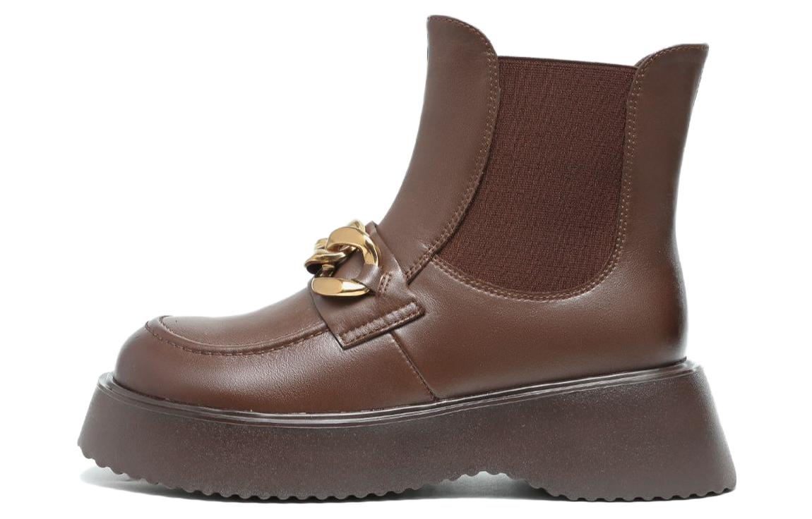 (Women) Aokang Leather Chelsea Boot 'Brown' 1214914086