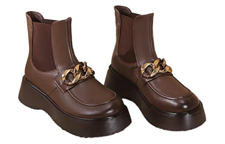 Shop (Women) Aokang Leather Chelsea Boot 'Brown' 1214914086