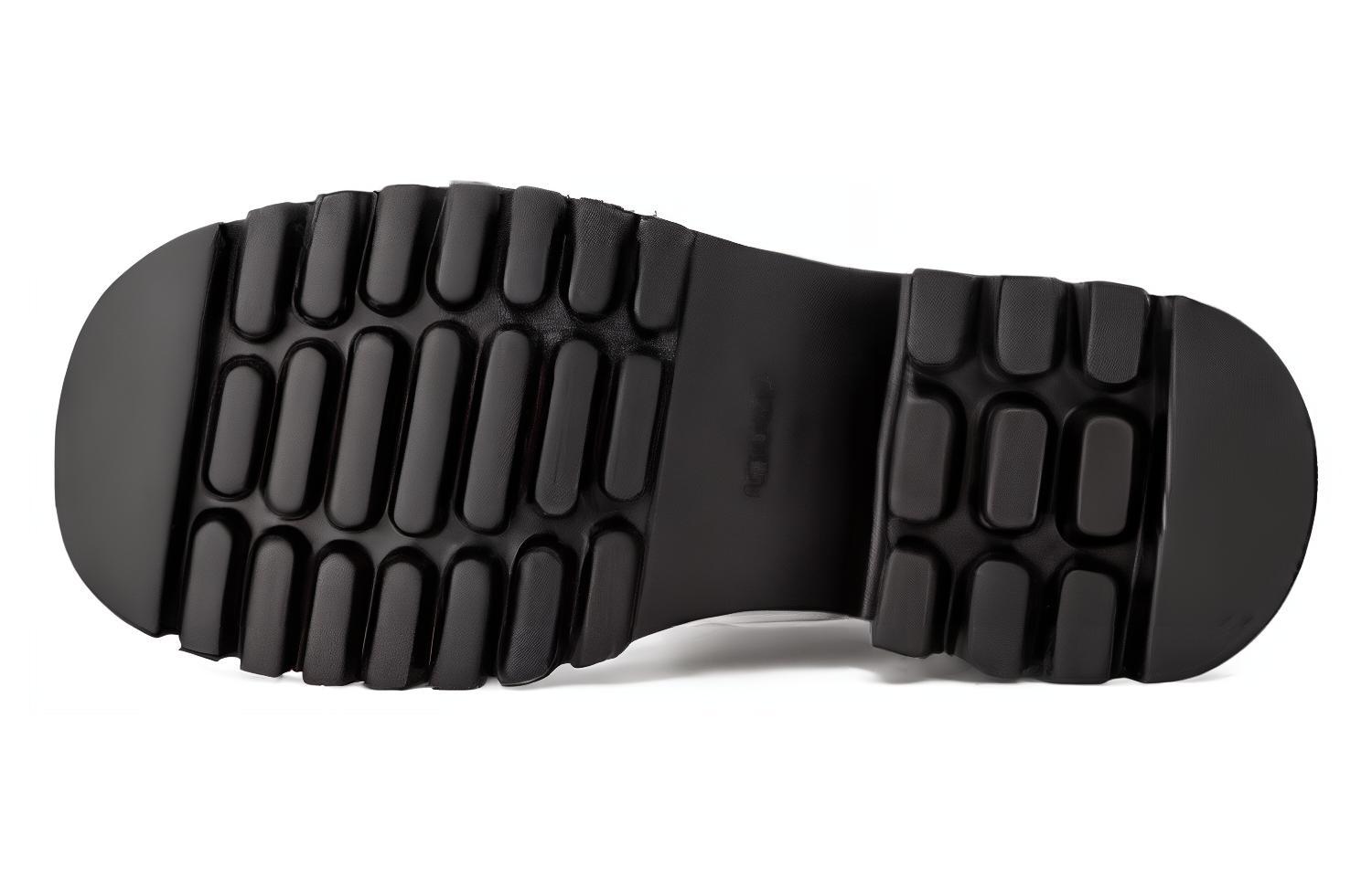 (W) Aokang Leather Chunky Heel Round Toe Ankle Boot 'Black' 圖 4