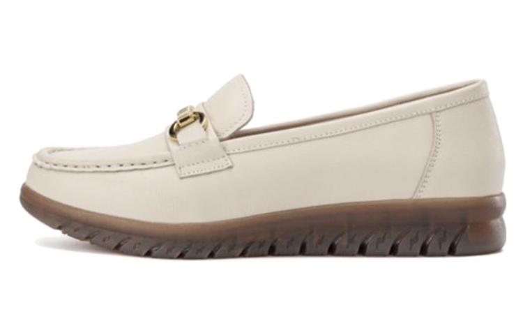 (Women) Aokang Leather Comfort Fashion Casual Shoes 'Beige' 1224421026