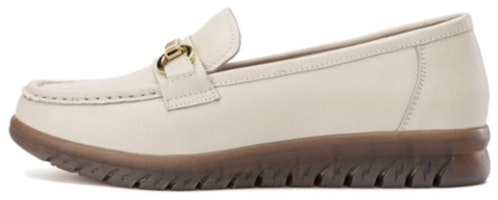 (Women) Aokang Leather Comfort Fashion Casual Shoes 'Beige' 1224421026 (Women) Aokang Leather Comfort Fashion Casual Shoes 'Beige' 1224421026