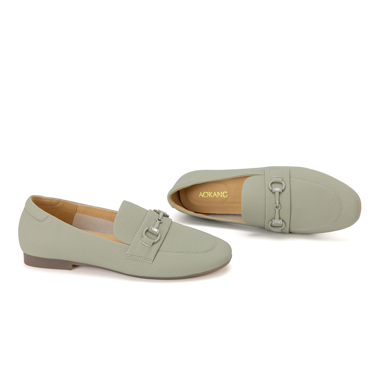 Purchase (Women) Aokang Leather Comfort Flat Slip-On 'Green' T224424010