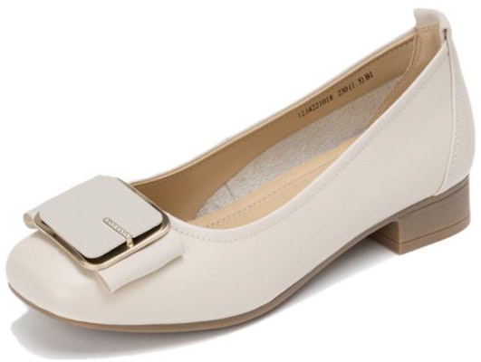 (Women) Aokang Leather Comfort Low-Cut Casual Shoes 'Beige' 1234221018 Order (Women) Aokang Leather Comfort Low-Cut Casual Shoes 'Beige' 1234221018