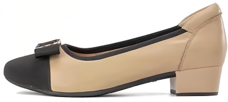 (Women) Aokang Leather Fashion Casual Chunky High Heels 'Apricot' 1234121070 (Women) Aokang Leather Fashion Casual Chunky High Heels 'Apricot' 1234121070