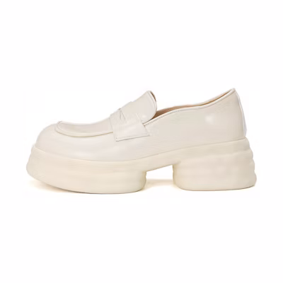 (W) Aokang Leather Fashion Casual Loafer 'Beige'