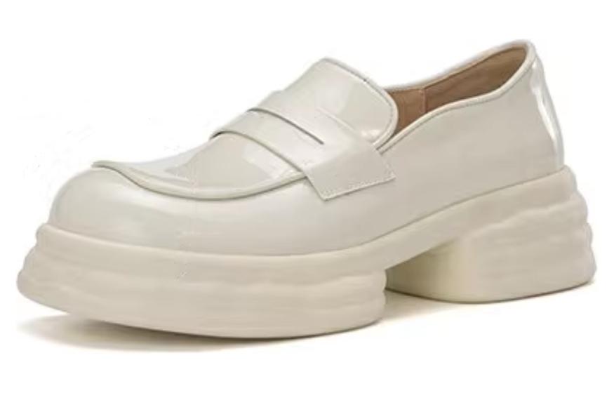 (W) Aokang Leather Fashion Casual Loafer 'Beige' 圖 2