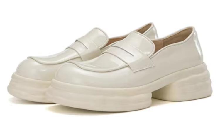 (W) Aokang Leather Fashion Casual Loafer 'Beige' 圖 3