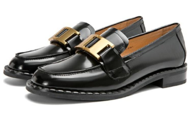 (W) Aokang Leather Fashion Casual Loafer 'Metal Buckle Black' 圖 3