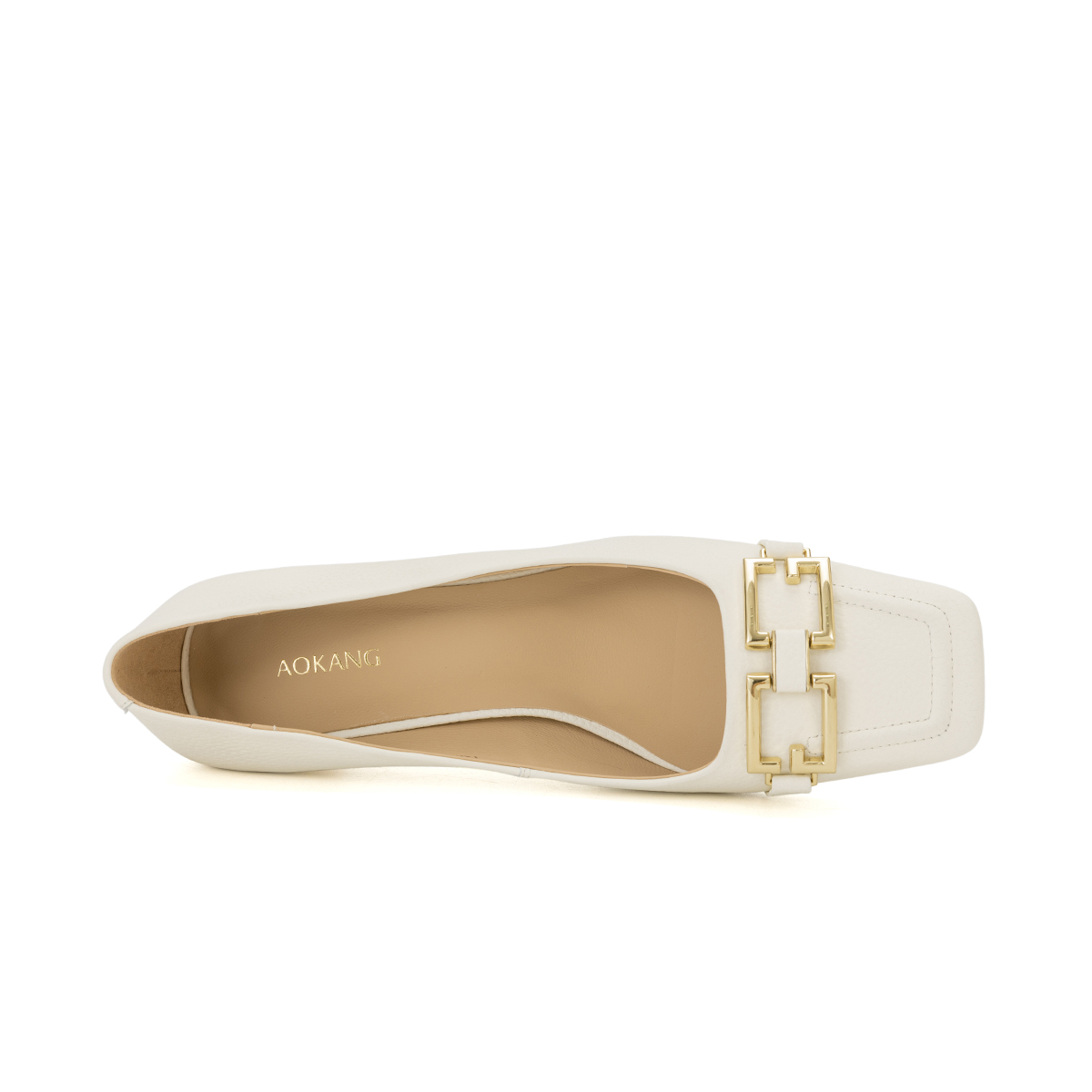 (W) Aokang Leather Fashion CMFT Block Heel 6.5cm 'Beige' 圖 5