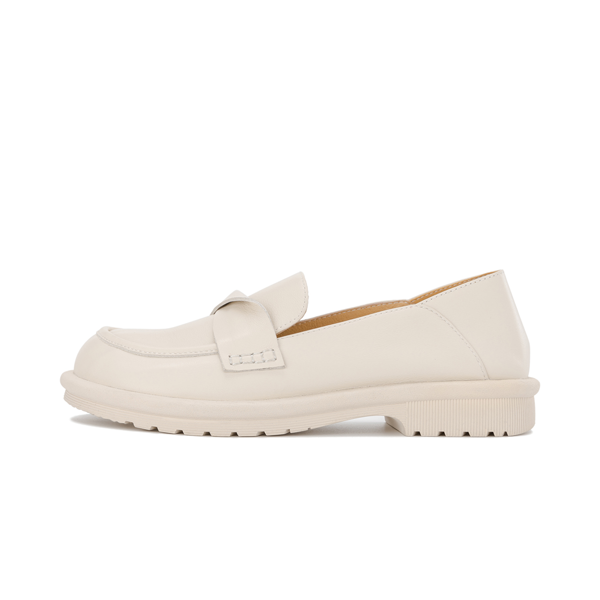(Women) Aokang Leather Fashion Elegant Comfort Casual Loafers 'Beige' 1234324011