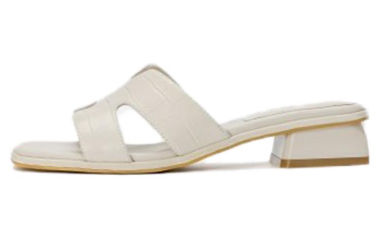 (Women) Aokang Leather Fashion Open-Toe Slide 'Beige' 1234811010