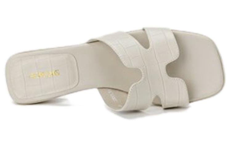 Purchase (W) 奥康皮革时尚露趾拖鞋'米色' 1234811010