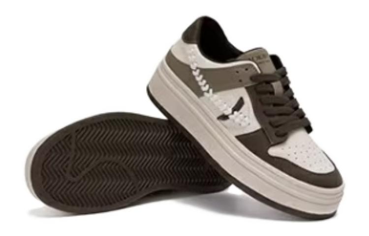 (W) Aokang Leather Fashion Thick Sole Low-Top 'Tan White' 圖 4