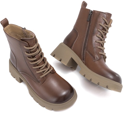 (Women) Aokang Leather Fashion Versatile Short Boots 'Martens Style' 1234913028 1