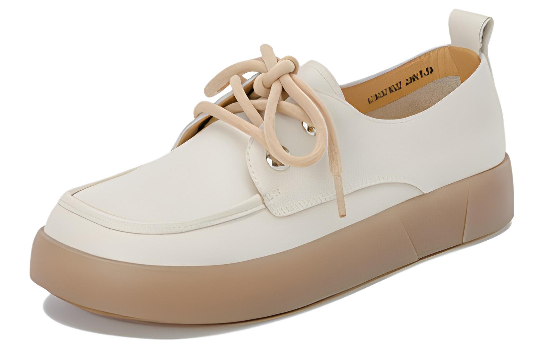 (W) Aokang Leather Flat 'Beige CMFT Commute'