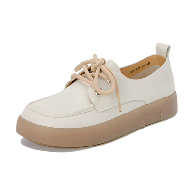(W) Aokang Leather Flat 'Beige CMFT Commute'