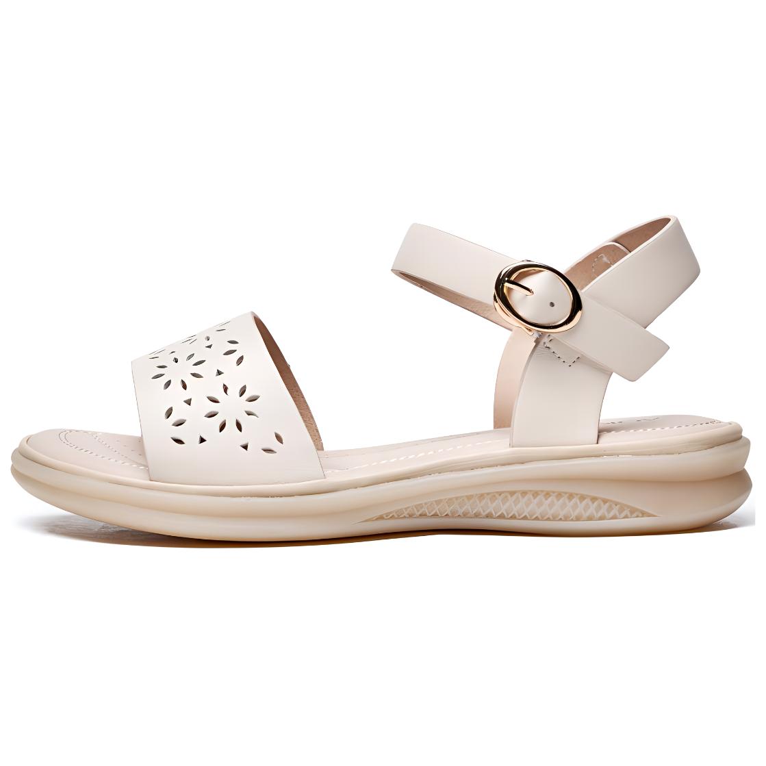 (Women) AOKANG Leather Flat Sandals with Strap - Non-Slip & Comfortable. 1226821067N