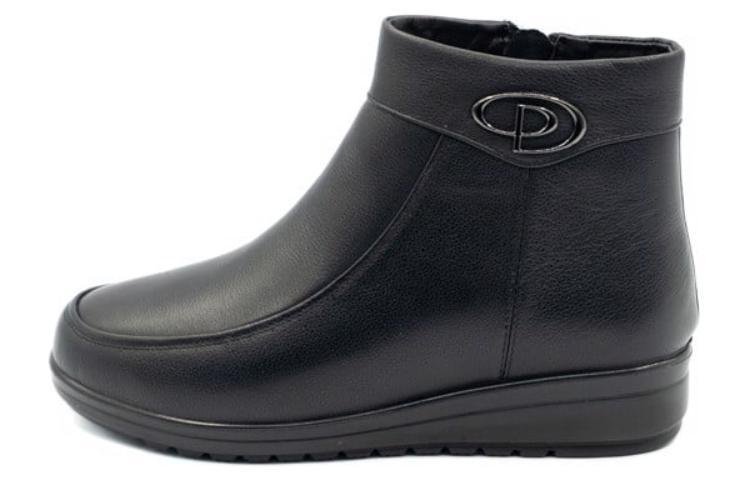 Buy (W) Botas Cortas Casuales de Cuero Aokang Forradas en Fleece 'Negro' 1214021026