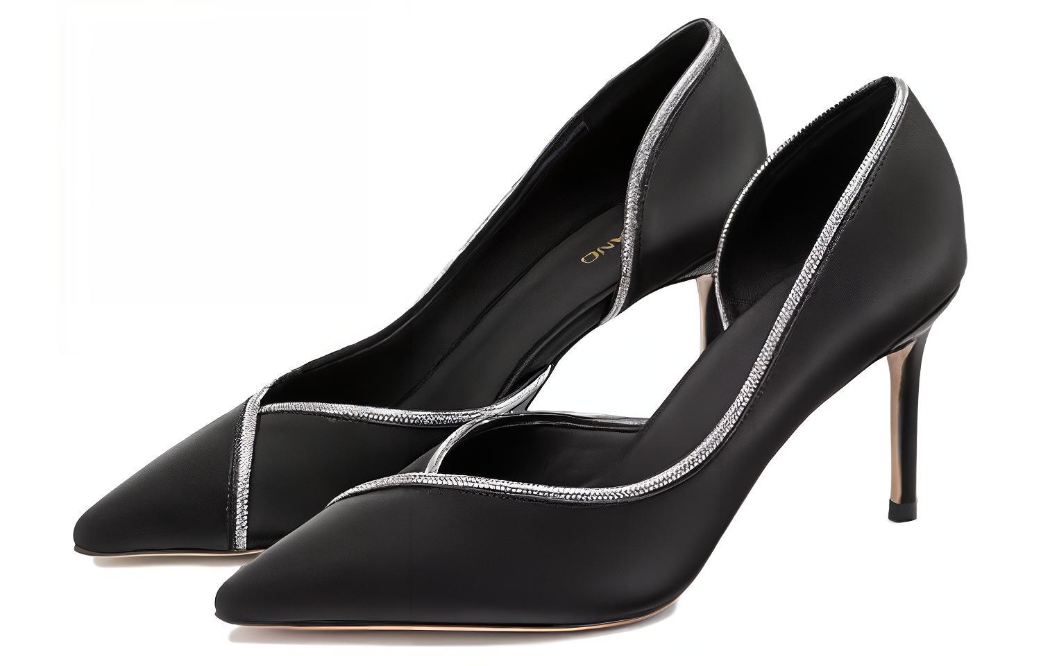 Order (W) "Aokang Tacones de Piel 8cm 'Negro' 'Punta Fina Elegante'" 1234211068