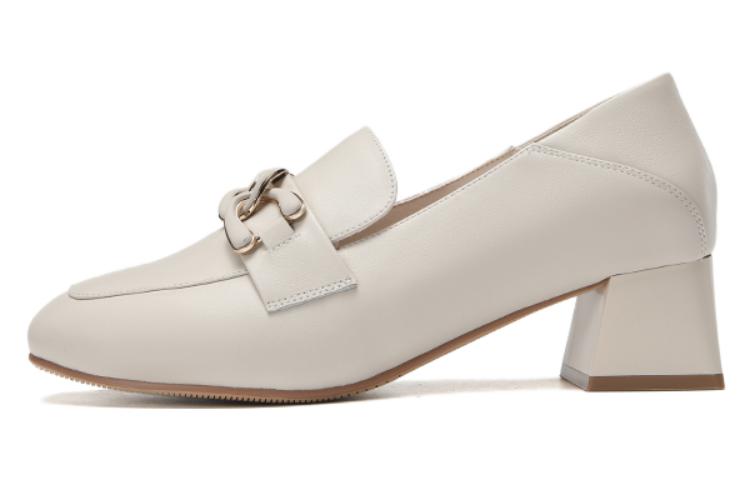 (W) Aokang Leather Loafer 'Beige'