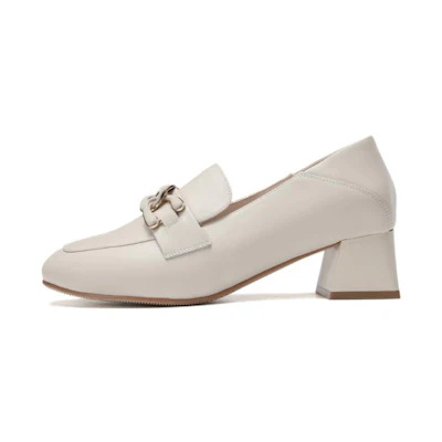 (W) Aokang Leather Loafer 'Beige'