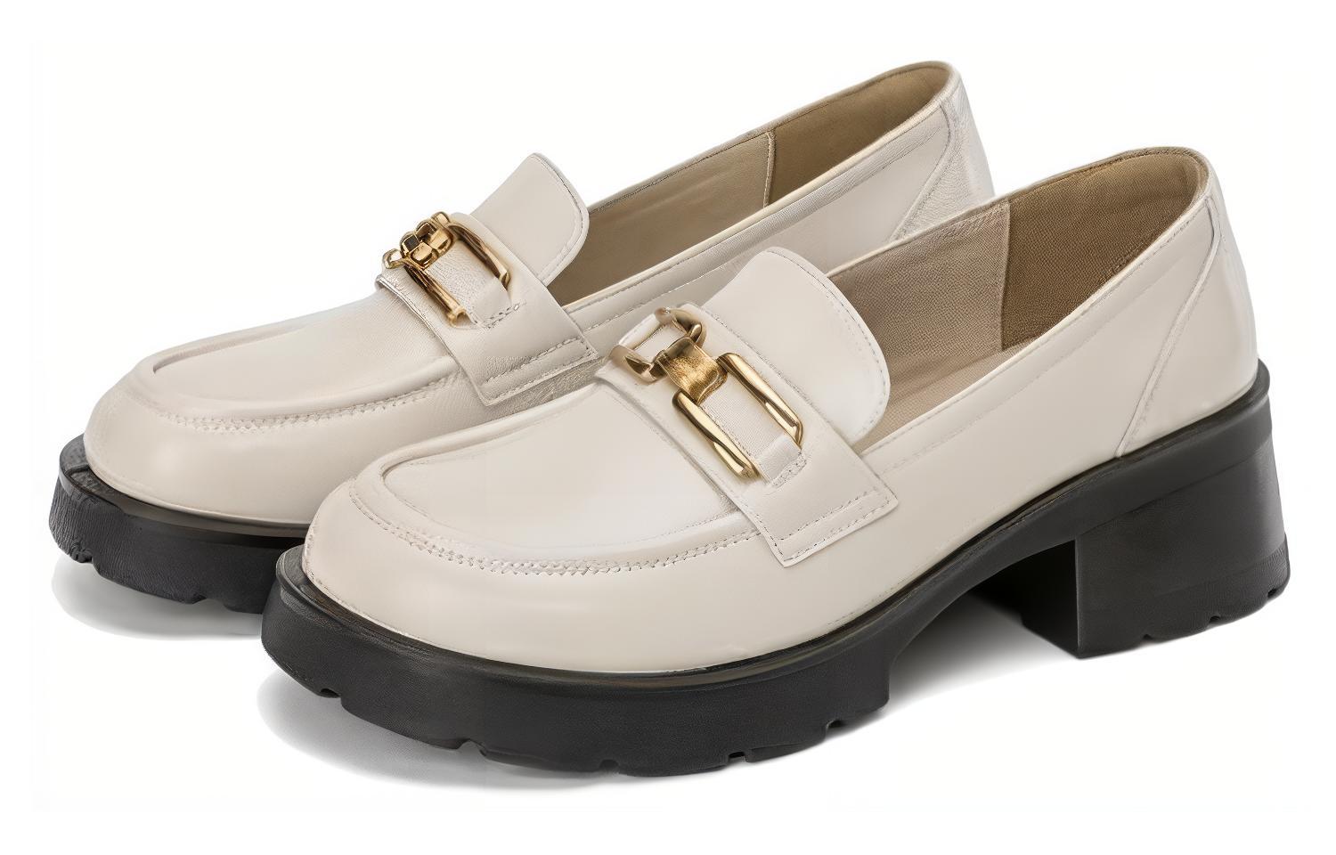 (W) Aokang Leather Loafer 'Beige'