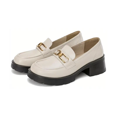 (W) Aokang Leather Loafer 'Beige'