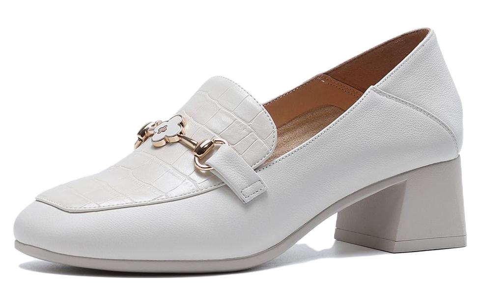 (W) Aokang Leather Loafers 'Simplistic White'