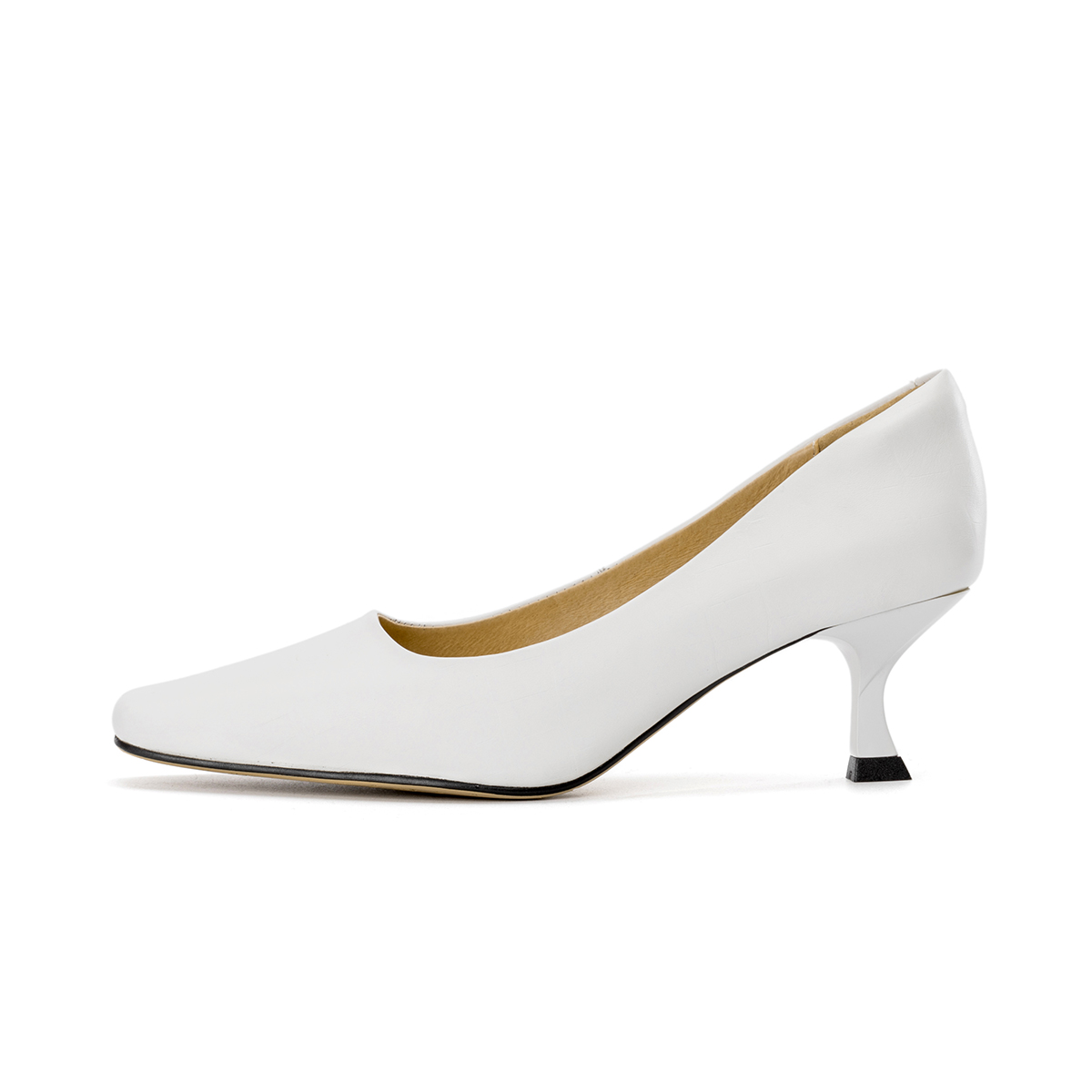 (Women) Aokang Leather Low-Cut Comfort Casual High Heel 'White' 1234111013