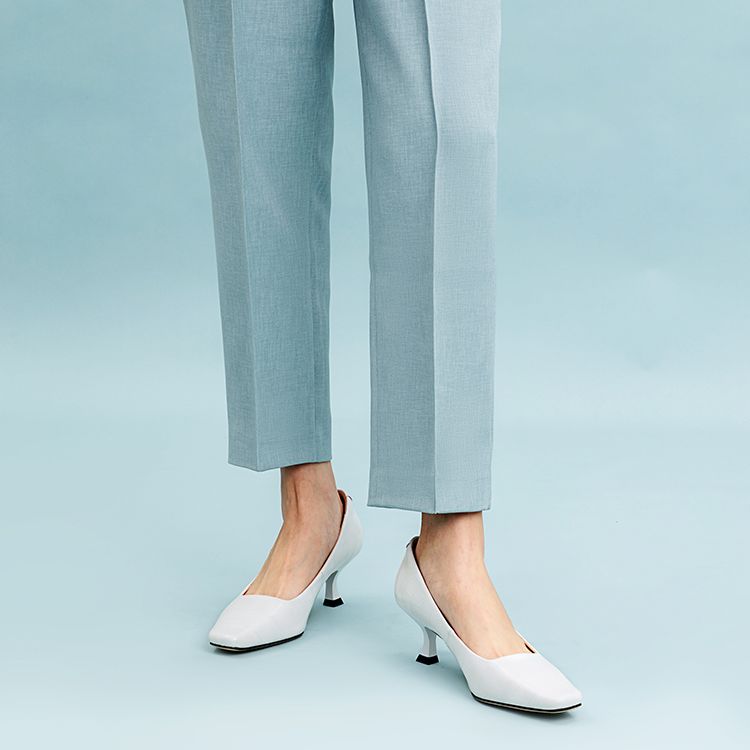 (W) Aokang Leather Low-Cut CMFT Casual High Heel 'White' 圖 6