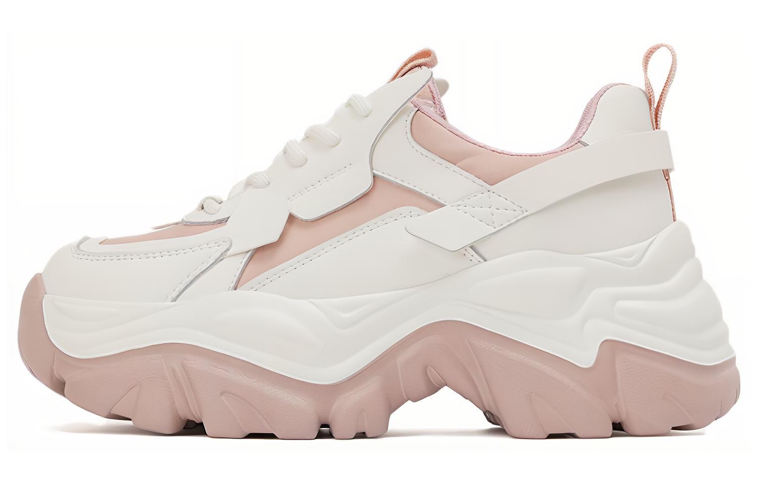 (W) Aokang Leather Low-Top 'Fashion CMFT Dad Shoe Beige Pink'