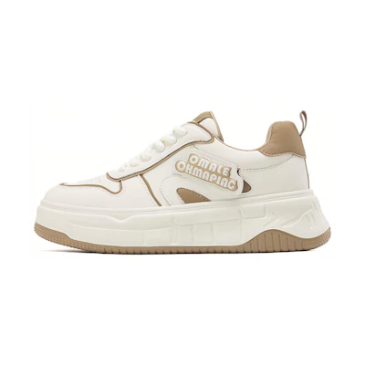 (W) Aokang Leather Low-Top Lace-Up 'Beige-Apricot'
