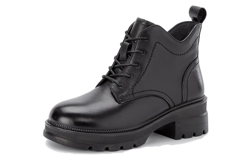 (W) Aokang Leather Martin Boots 'British Casual Black'