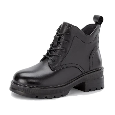 (W) Aokang Leather Martin Boots 'British Casual Black'