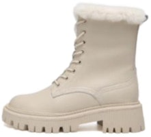 (Women) Aokang Leather Mid-Calf Martin Boots 'Beige Fleece-Lined' 1214013038 (Women) Aokang Leather Mid-Calf Martin Boots 'Beige Fleece-Lined' 1214013038