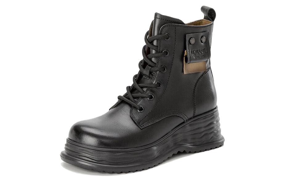 (W) Aokang Leather Mid-Calf Martin Boots 'Black' 圖 3