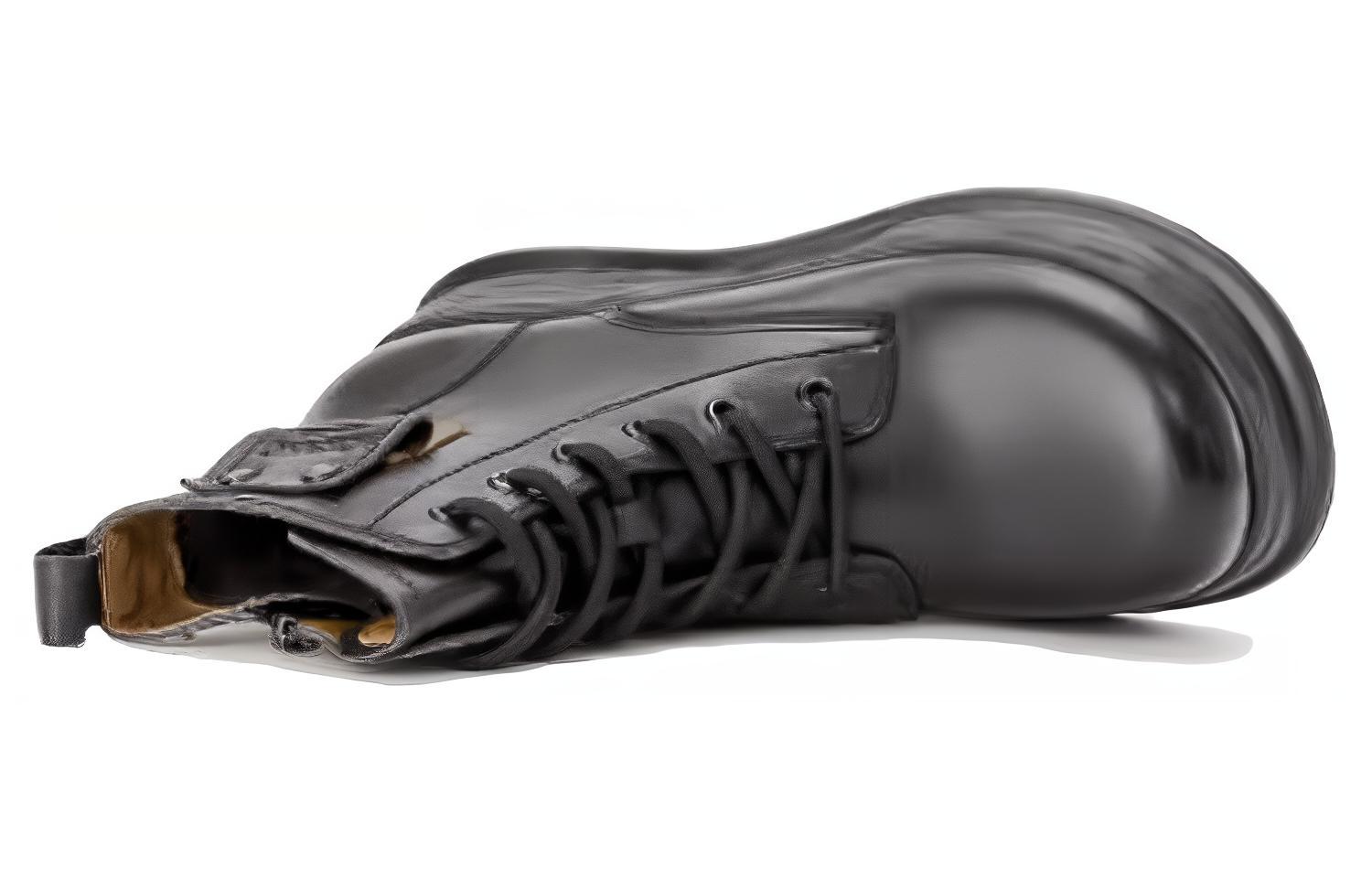 (W) Aokang Leather Mid-Calf Martin Boots 'Black' 圖 5