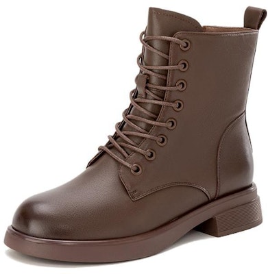 (Women) Aokang Leather Mid-Calf Martin Boots 'Brown Fleece-Lined' 1224013017 Buy (Women) Aokang Leather Mid-Calf Martin Boots 'Brown Fleece-Lined' 1224013017