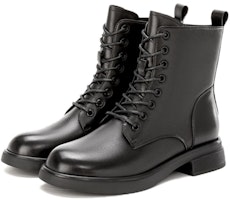 (Women) Aokang Leather Mid-Calf Martin Boots 'Fleece-Lined Warmth Black' 1224013016 (Women) Aokang Leather Mid-Calf Martin Boots 'Fleece-Lined Warmth Black' 1224013016