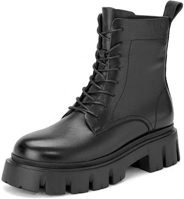 (Women) Aokang Leather Mid-Heel Lace-Up Ankle Boots 'Black' 1224013008 Order (Women) Aokang Leather Mid-Heel Lace-Up Ankle Boots 'Black' 1224013008