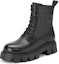 Order (W) But Hitam Aokang Leather Mid-Heel Lace-Up Ankle Boots 1224013008