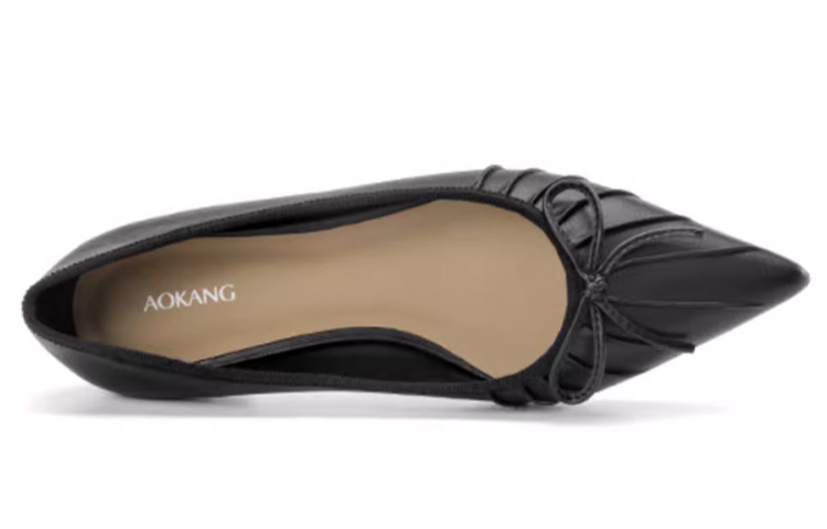 Shop (W) 奥康黑色休闲款尖头皮鞋 1234111038