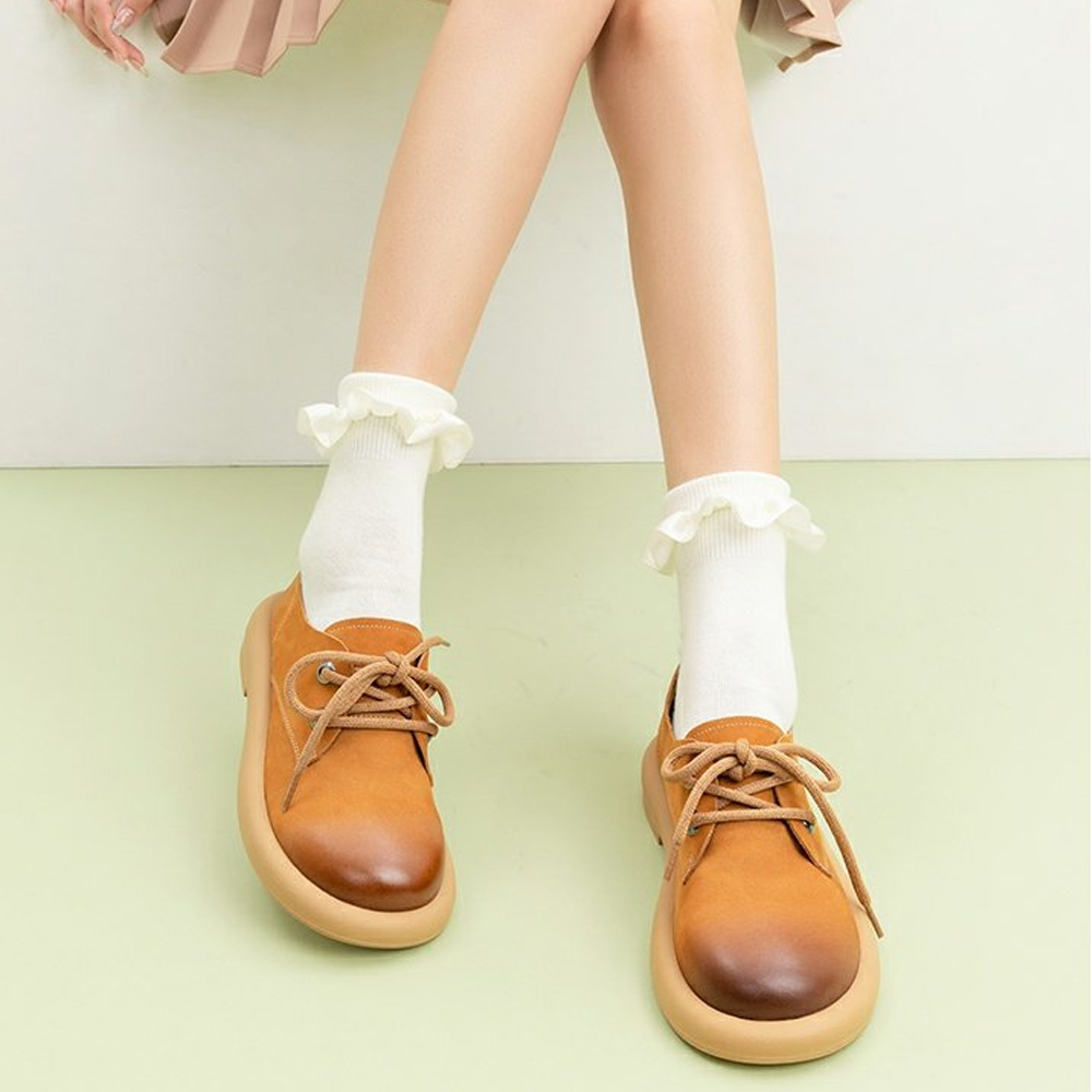 Sizing (W) AOKANG レトロ革靴 (イエロー) 1234321017