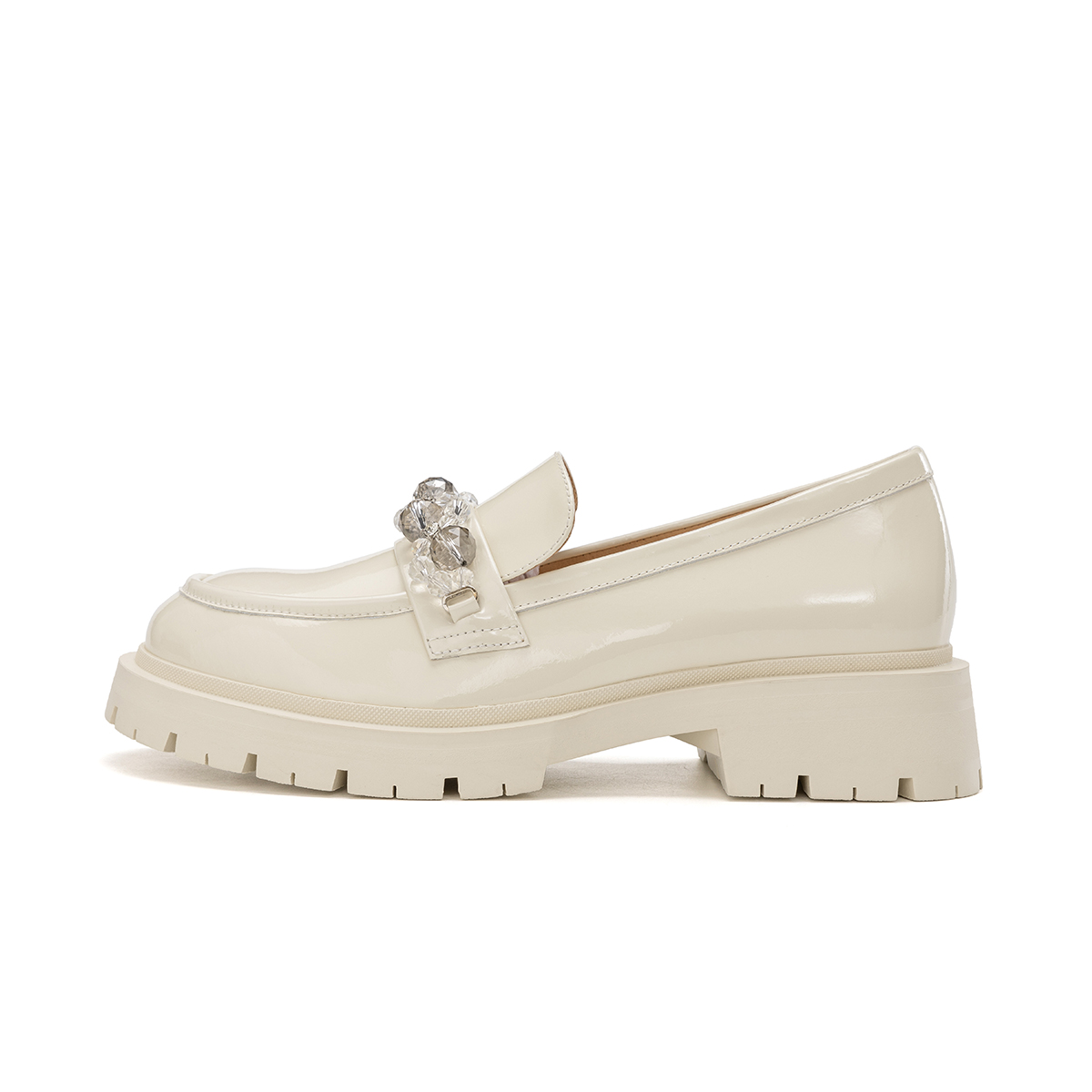 (Women) Aokang Leather Round Toe 'British Style Beige Casual' 1224414046