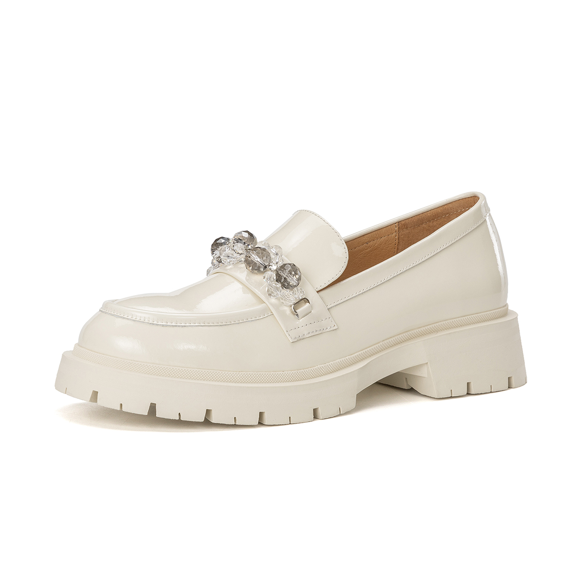 Order (W) Aokang Zapato de Cuero Punta Redonda 'Estilo Británico Beige Casual' 1224414046