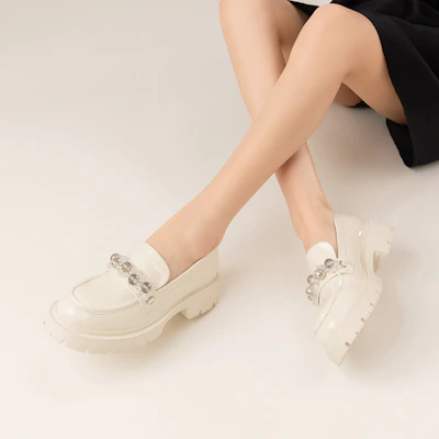 (W) Aokang Zapato de Cuero Punta Redonda 'Estilo Británico Beige Casual' 1224414046 Details for (W) Aokang Zapato de Cuero Punta Redonda 'Estilo Británico Beige Casual' 1224414046